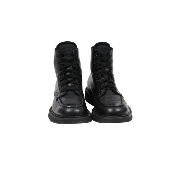 Prada Mens Combat Half Ankle Boots US8.5 UK 7.5 Black Leather Square Toe Lace Up - Picture 2 of 11